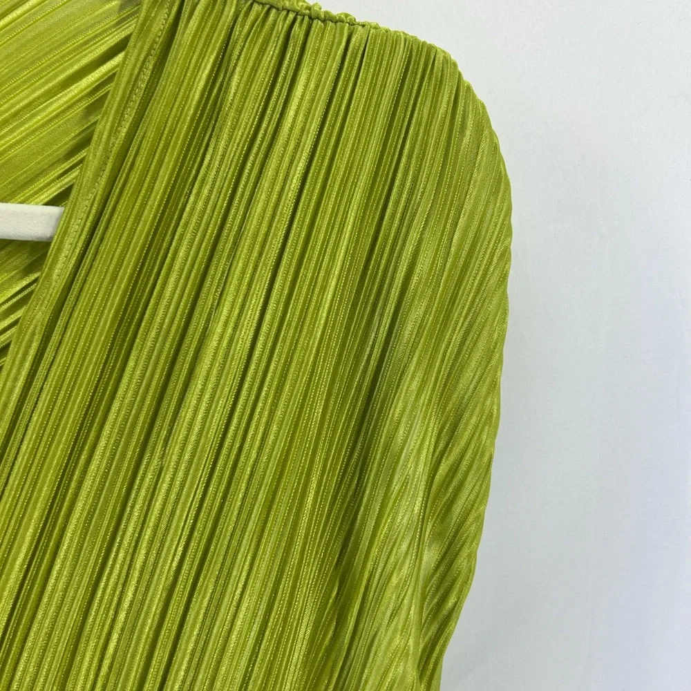 Good American Always Fits Plisse Ruched Maxi Dress Chartrusse Size 3-4 - Picture 6 of 7